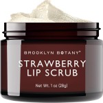Brooklyn Botany Lip Scrub Exfoliator 1 oz - Lip Moisturizer for Dry Lips and Chapped Lips - Gentle Lip Exfoliator for Smooth and Brighter Lips - Strawberry Flavor