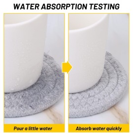 Mckanti 8 Pcs Drink Coasters with Holder, 4 Colors Absorbent Coasters, Minimalist Cotton Woven Coaster Set for Living Room Decor, Tabletop Protection Suitable for Kinds of Cups, 4.3 Inches