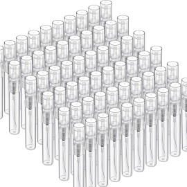 Fandamei 60PCS 5ml Mini Spray Bottle, Mini Clear Plastic Spray Bottle Empty, Fine Mist Refillable Mini Perfume Bottle, Perfume Atomizer, Small Empty Sample Containers, Plastic Portable Travel Bottle