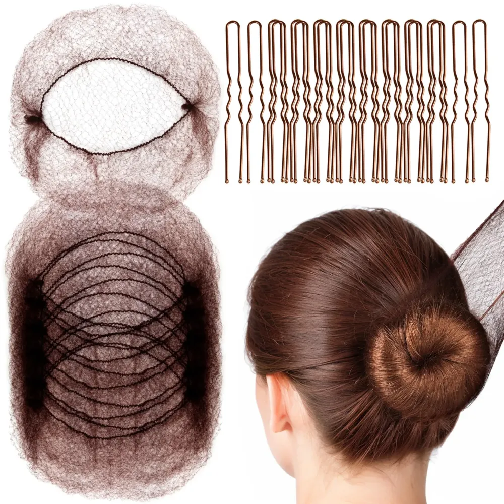 Fandamei Hair Accessories Set: 20PCS Mesh Hair Nets Invisible and 40PCS U Shaped Hair Pins for Women, Girls, Ballet Bun Maker & Dance (Hair Nets- 20 inch(50cm), Hair Pins- 2.4 inch(6cm)), Brown Fandamei Hair Accessories Set: 20PCS Mesh Hair Nets Invisible and 40PCS U Shaped Hair Pins for Women, Girls, Ballet Bun Maker & Dance (Hair Nets- 20 inch(50cm), Hair Pins- 2.4 inch(6cm)), Brown