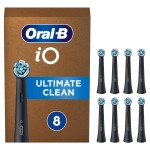 Oral-B iO Ultimate Cleaning Electric Toothbrush Heads, 8 Pieces, Ultimate Tooth Cleaning, Toothbrush Attachment for Oral-B Toothbrushes, Letterbox Enabled Packaging, Black