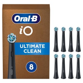 Oral-B iO Ultimate Cleaning Electric Toothbrush Heads, 8 Pieces, Ultimate Tooth Cleaning, Toothbrush Attachment for Oral-B Toothbrushes, Letterbox Enabled Packaging, Black