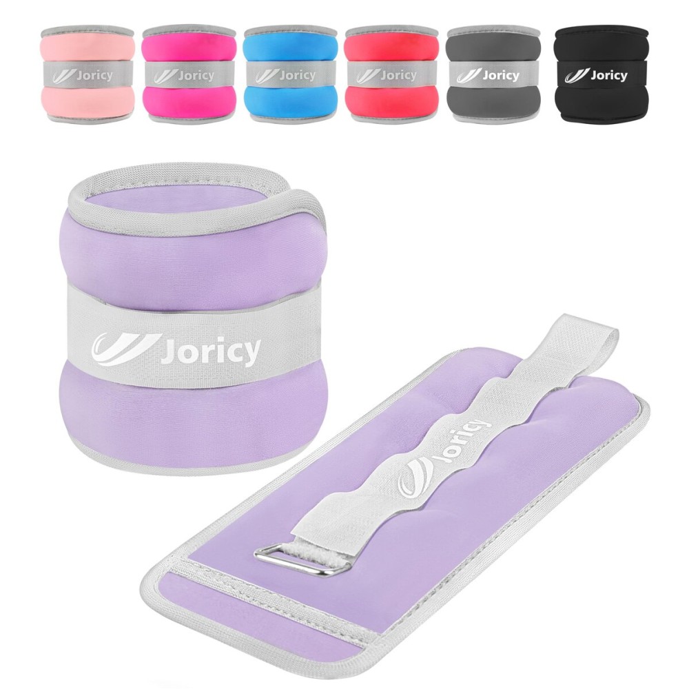 Ankle Weights, Wrist Leg Arm Weight for Women Men with Adjustable Straps, A Pair of 2LBS(1LB Each Weight) Arm Weighted for Running Walking Yoga Gymnastics Physical Therapy, Light Purple