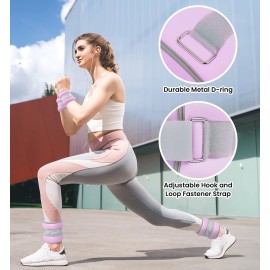 Ankle Weights, Wrist Leg Arm Weight for Women Men with Adjustable Straps, A Pair of 2LBS(1LB Each Weight) Arm Weighted for Running Walking Yoga Gymnastics Physical Therapy, Light Purple