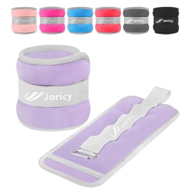 Ankle Weights, Wrist Leg Arm Weight for Women Men with Adjustable Straps, A Pair of 2LBS(1LB Each Weight) Arm Weighted for Running Walking Yoga Gymnastics Physical Therapy, Light Purple