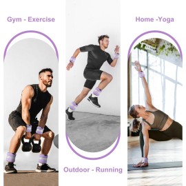 Ankle Weights, Wrist Leg Arm Weight for Women Men with Adjustable Straps, A Pair of 2LBS(1LB Each Weight) Arm Weighted for Running Walking Yoga Gymnastics Physical Therapy, Light Purple