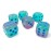 Gemini Dice Block | Set of 12 Size D6 Dice Designed for Board Games, Roleplaying Games and Miniature Games | Premium Quality 16 mm Dice | Luminary Gel Green, Pink and Blue Color | Made by Chessex