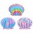 3 Pcs Kids Shower Caps for Girls - Cute Rainbow Hair Cap With Wide Elastic Band, Plastic Reusable Waterproof Toddler Bath Cap, Large for Women (Mermaid)