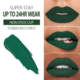 MAKI YIKA Green Lipstick for Women Color Stay Long Lasting Lipsticks, No Smudge Matte Liquid Lipstick Transferproof Cruelty-Free Lip Color, FORBIDDEN FOREST MAKI YIKA Green Lipstick for Women Color Stay Long Lasting Lipsticks, No Smudge Matte Liquid Lipstick Transferproof Cruelty-Free Lip Color, FORBIDDEN FOREST