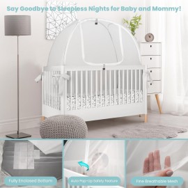Breathable Mesh Crib Tent to Keep Baby from Climbing Out, Crib Net Canopy with Auto-Lock Zipper and Safety Latch, Crib Net to Keep Baby in, Crib Cover for Safety (Mosquiteros para Cunas de Bebes) Breathable Mesh Crib Tent to Keep Baby from Climbing Out, Crib Net Canopy with Auto-Lock Zipper and Safety Latch, Crib Net to Keep Baby in, Crib Cover for Safety (Mosquiteros para Cunas de Bebes)