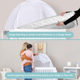 Breathable Mesh Crib Tent to Keep Baby from Climbing Out, Crib Net Canopy with Auto-Lock Zipper and Safety Latch, Crib Net to Keep Baby in, Crib Cover for Safety (Mosquiteros para Cunas de Bebes) Breathable Mesh Crib Tent to Keep Baby from Climbing Out, Crib Net Canopy with Auto-Lock Zipper and Safety Latch, Crib Net to Keep Baby in, Crib Cover for Safety (Mosquiteros para Cunas de Bebes)