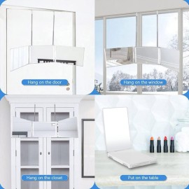 HIEEY 3 Way 360 Trifold Mirror with LED , Height Adjustable Telescoping Hooks,and 5X Magnification for Makeup,Hair Cutting/Styling (White) HIEEY 3 Way 360 Trifold Mirror with LED , Height Adjustable Telescoping Hooks,and 5X Magnification for Makeup,Hair Cutting/Styling (White)