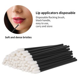 500PCS Lip Wands Applicators Disposable - Vaincre Lip Brush, Lipstick Lint Free Brush Makeup Gloss Wands, Makeup Applicator Beauty Tool Kits Black