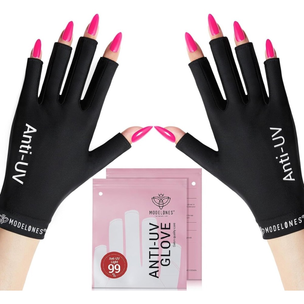 modelones UV Gloves for Gel Manicures, Professional UPF99+ Anti UV Protection Gloves for Gel Nail Lamp (Black) modelones UV Gloves for Gel Manicures, Professional UPF99+ Anti UV Protection Gloves for Gel Nail Lamp (Black)