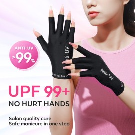 modelones UV Gloves for Gel Manicures, Professional UPF99+ Anti UV Protection Gloves for Gel Nail Lamp (Black) modelones UV Gloves for Gel Manicures, Professional UPF99+ Anti UV Protection Gloves for Gel Nail Lamp (Black)