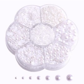 5800Pcs Half Pearls for Crafts, Flatback Pearls for Artwork Making, DIY Rhinestones Accessory Nail Art, Face Gems Jewels Flat Back Craft Pearls for Artist Creative - White 5800Pcs Half Pearls for Crafts, Flatback Pearls for Artwork Making, DIY Rhinestones Accessory Nail Art, Face Gems Jewels Flat Back Craft Pearls for Artist Creative - White