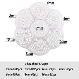 5800Pcs Half Pearls for Crafts, Flatback Pearls for Artwork Making, DIY Rhinestones Accessory Nail Art, Face Gems Jewels Flat Back Craft Pearls for Artist Creative - White 5800Pcs Half Pearls for Crafts, Flatback Pearls for Artwork Making, DIY Rhinestones Accessory Nail Art, Face Gems Jewels Flat Back Craft Pearls for Artist Creative - White