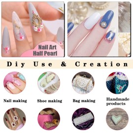 5800Pcs Half Pearls for Crafts, Flatback Pearls for Artwork Making, DIY Rhinestones Accessory Nail Art, Face Gems Jewels Flat Back Craft Pearls for Artist Creative - White 5800Pcs Half Pearls for Crafts, Flatback Pearls for Artwork Making, DIY Rhinestones Accessory Nail Art, Face Gems Jewels Flat Back Craft Pearls for Artist Creative - White