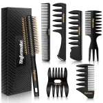Stylemate Men\'s Hair Styling Combs and Brush Set - Roller Brush for Adding Volume, Pompadour, Slicked-back, Fauxhawk, Undercut Styling Combs