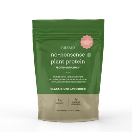 cosmix No-Nonsense Plant Protein, 25g Organic Brown Rice & Pea Isolate, Plant Based, Vegan, Gluten/Dairy Free, Sugar Free, Classic Unflavoured, 1.1lb (1pk, 13 Servings)