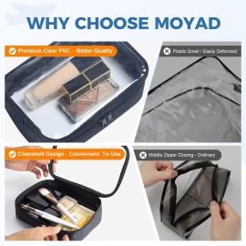 Moyad TSA Approved Clear Toiletry Bag, 2 Pack Quart Size 3-1-1 Liquids Pouch for Travel, Transparent Makeup & Cosmetic Organizer for Women Men, Black Moyad TSA Approved Clear Toiletry Bag, 2 Pack Quart Size 3-1-1 Liquids Pouch for Travel, Transparent Makeup & Cosmetic Organizer for Women Men, Black