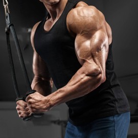 Ergonomic Tricep Rope Pull Down Attachment, Upgraded Long Triceps Rope Cable Attachments for Gym, LAT Pull Down Bar for Cable Machine, Tricep LAT Pulldown Workout Cable Attachments (Hand ROPE-03)