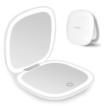 deweisn Compact Mirror, Lighted Travel Makeup Mirror with 1X/10X Magnifying Double Sided Dimmable Portable Pocket for Handbag and Pocket, USB Charging(White)