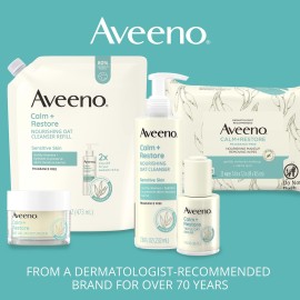 Aveeno Calm + Restore Nourishing Oat Facial Cleanser for Sensitive Skin, Gentle Face Wash with Nourishing Oat & Calming Feverfew, Hypoallergenic, Fragrance-Free, Refill Pouch, 16 fl. oz Aveeno Calm + Restore Nourishing Oat Facial Cleanser for Sensitive Skin, Gentle Face Wash with Nourishing Oat & Calming Feverfew, Hypoallergenic, Fragrance-Free, Refill Pouch, 16 fl. oz