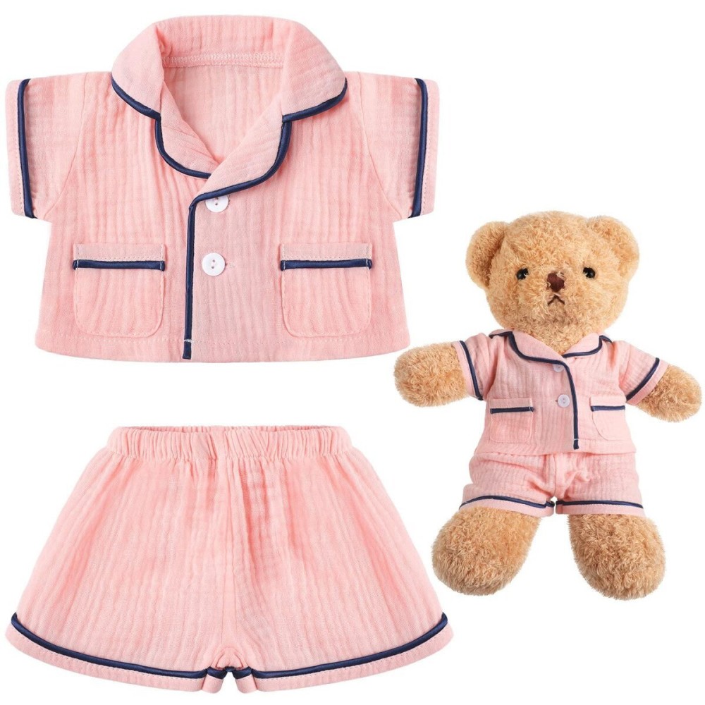 Hungdao Bear Clothes Pajamas Make Your Own Animals Outfits Fits Most 14 Inches Bear Accessories, Pink Hungdao Bear Clothes Pajamas Make Your Own Animals Outfits Fits Most 14 Inches Bear Accessories, Pink