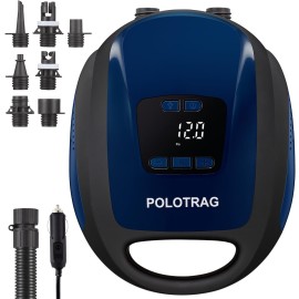 Polotrag Paddle Board Pump, SUP Electric Pump, Professional 20 PSI Portable Air Compressor with Auto-Off, Deflation Function and 12V Car DC Air Pump for Inflatables, Kayaks and Boats