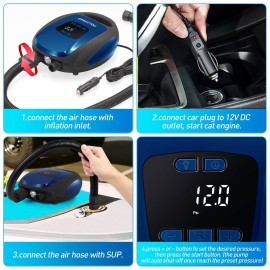 Polotrag Paddle Board Pump, SUP Electric Pump, Professional 20 PSI Portable Air Compressor with Auto-Off, Deflation Function and 12V Car DC Air Pump for Inflatables, Kayaks and Boats Polotrag Paddle Board Pump, SUP Electric Pump, Professional 20 PSI Portable Air Compressor with Auto-Off, Deflation Function and 12V Car DC Air Pump for Inflatables, Kayaks and Boats