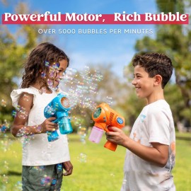 JOYIN 2 Bubble Guns with 2 Refill Solution (10 oz Total), Automatic Bubble Maker Blower Machine for Kids, Toddlers, Outdoors, Party, Birthday Gift, Easter Toys (Blue, Orange) JOYIN 2 Bubble Guns with 2 Refill Solution (10 oz Total), Automatic Bubble Maker Blower Machine for Kids, Toddlers, Outdoors, Party, Birthday Gift, Easter Toys (Blue, Orange)