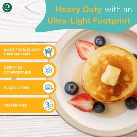 ECO SOUL Compostable 9 Inch Biodegradable Disposable Paper Plates | Eco-Friendly Dinner, Party, Wedding, Event