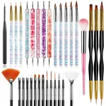 32pcs Nail Art Brushes,Acrylic Nail Brush,Nail Brushes For Nail Art,Nail Art Dotting Tool Set,Nail Art Tool Set,Nail Art Liner Brush,Nail Dust Brush,Nail Drawing Pens For Beginners And Salon Home Use