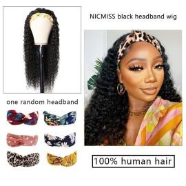 NICMISS Headband Wig Human Hair Deep Wave 16 Inch Curly Headband Wigs for Black Women Human Hair Glueless None Lace Front Wig Brazilian Virgin Hair Wear and Go Wigs 150% Density Natural Black Color NICMISS Headband Wig Human Hair Deep Wave 16 Inch Curly Headband Wigs for Black Women Human Hair Glueless None Lace Front Wig Brazilian Virgin Hair Wear and Go Wigs 150% Density Natural Black Color