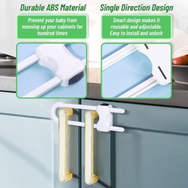6 Packs Sliding Cabinet Locks, Modacraft Baby Proofing U-Shaped Child Safety Latches Adjustable White Locks for Handles Knobs Drawers Closet Cupboard 6 Packs Sliding Cabinet Locks, Modacraft Baby Proofing U-Shaped Child Safety Latches Adjustable White Locks for Handles Knobs Drawers Closet Cupboard