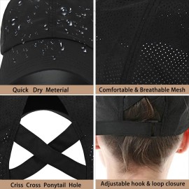 Womens Ponytail Hat Baseball Cap, Adjustable Criss Cross Baseball Cap High Bun Unisex Quick Drying Trucker Hats (ZBlack, One Size) Womens Ponytail Hat Baseball Cap, Adjustable Criss Cross Baseball Cap High Bun Unisex Quick Drying Trucker Hats (ZBlack, One Size)