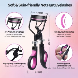 Eyelash Curlers Kit for Women w Lash Curler, Eyelash Comb Seperator, 3 in1 Mascara Brushes, Eyelash Extension Tweezers, Foldable Eyebrow Brush and Comb, 10 Silicone Refills Pads Eyelash Curlers Kit for Women w Lash Curler, Eyelash Comb Seperator, 3 in1 Mascara Brushes, Eyelash Extension Tweezers, Foldable Eyebrow Brush and Comb, 10 Silicone Refills Pads