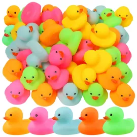 50 Pack Multicolor Mini Rubber Duck Bath Toy Color..