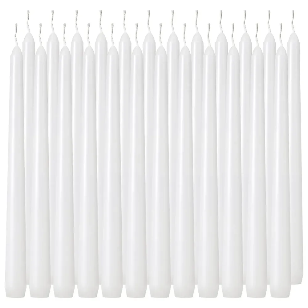 Tuyai 24 Pack Tall White Taper Candles, 10 inch (H) Dripless, Unscented Dinner Candle, Smokeless Taper Candles, Paraffin Wax with Cotton Wicks, 8 Hours Burn Time Tuyai 24 Pack Tall White Taper Candles, 10 inch (H) Dripless, Unscented Dinner Candle, Smokeless Taper Candles, Paraffin Wax with Cotton Wicks, 8 Hours Burn Time
