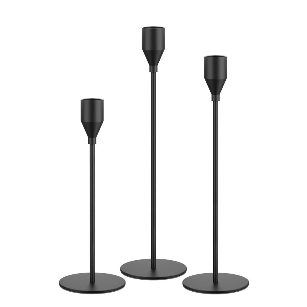 NLBTW Matte Black Taper Candle Holders, Set of 3 Metal Candlestick Holders for Candle Sticks Holder Decor, Ideal for Mantle Table Centerpiece, Weddings, Dining, Housewarming Gift & Anniversaries NLBTW Matte Black Taper Candle Holders, Set of 3 Metal Candlestick Holders for Candle Sticks Holder Decor, Ideal for Mantle Table Centerpiece, Weddings, Dining, Housewarming Gift & Anniversaries