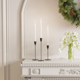 NLBTW Matte Black Taper Candle Holders, Set of 3 Metal Candlestick Holders for Candle Sticks Holder Decor, Ideal for Mantle Table Centerpiece, Weddings, Dining, Housewarming Gift & Anniversaries NLBTW Matte Black Taper Candle Holders, Set of 3 Metal Candlestick Holders for Candle Sticks Holder Decor, Ideal for Mantle Table Centerpiece, Weddings, Dining, Housewarming Gift & Anniversaries