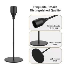NLBTW Matte Black Taper Candle Holders, Set of 3 Metal Candlestick Holders for Candle Sticks Holder Decor, Ideal for Mantle Table Centerpiece, Weddings, Dining, Housewarming Gift & Anniversaries NLBTW Matte Black Taper Candle Holders, Set of 3 Metal Candlestick Holders for Candle Sticks Holder Decor, Ideal for Mantle Table Centerpiece, Weddings, Dining, Housewarming Gift & Anniversaries