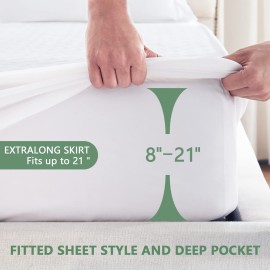 Premium 100% Waterproof Mattress Protector Queen Size, Breathable Bed Cover 3D Air Fabric Cooling Mattress Pad Cover Smooth Soft Noiseless Washable, 8\'\'-21\'\' Deep Pocket