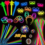248 PCS Glow Sticks Party Pack - That Includes, 100 Pcs 8 Inch Glow sticks, 6 Pcs Glow Sticks Wands - Create Glow In The Dark Necklaces, Bracelets. Neon Light Sticks Decoration For Parties Favors Glow