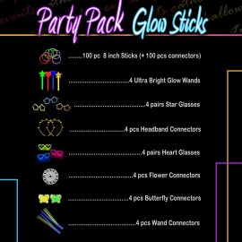 248 PCS Glow Sticks Party Pack - That Includes, 100 Pcs 8 Inch Glow sticks, 6 Pcs Glow Sticks Wands - Create Glow In The Dark Necklaces, Bracelets. Neon Light Sticks Decoration For Parties Favors Glow 248 PCS Glow Sticks Party Pack - That Includes, 100 Pcs 8 Inch Glow sticks, 6 Pcs Glow Sticks Wands - Create Glow In The Dark Necklaces, Bracelets. Neon Light Sticks Decoration For Parties Favors Glow