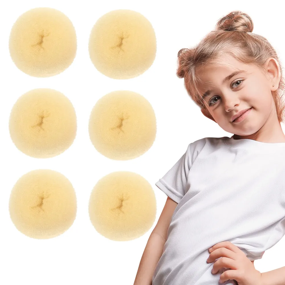 Styla Hair Small Donut Bun Maker for Kids\' Ballet Buns, Sock Buns, and Easy Hairstyling (6pc Blonde 2 Inch Size) Styla Hair Small Donut Bun Maker for Kids\' Ballet Buns, Sock Buns, and Easy Hairstyling (6pc Blonde 2 Inch Size)