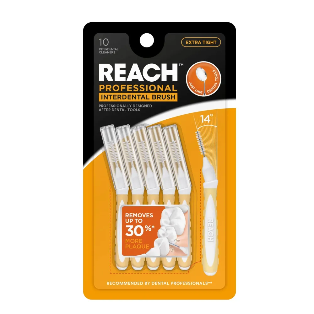 Reach Interdental Brush Cleaners, 0.7mm, Extra Tight, Sensitive Gum Protection, Plaque Remover for Teeth, Braces Flossers, Braces Brush, Dental Toothbrushes, Oral Care, 1 Pack, 10 Count Reach Interdental Brush Cleaners, 0.7mm, Extra Tight, Sensitive Gum Protection, Plaque Remover for Teeth, Braces Flossers, Braces Brush, Dental Toothbrushes, Oral Care, 1 Pack, 10 Count