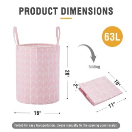 TECHMILLY Large Storage Basket for Girls and Boys, Collapsible Laundry Hamper with Long Handles, Toy Bins for Nursery, Kids Room Dcor