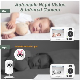 HelloBaby Monitor with Camera and Audio, 1000ft Long Range Video Baby Monitor-No WiFi, Night Vision, VOX Mode-Power Saving, 2.4\'\' Portable Travel Screen, Baby Safety Camera, for Baby/Pet, Plug & Play HelloBaby Monitor with Camera and Audio, 1000ft Long Range Video Baby Monitor-No WiFi, Night Vision, VOX Mode-Power Saving, 2.4\'\' Portable Travel Screen, Baby Safety Camera, for Baby/Pet, Plug & Play